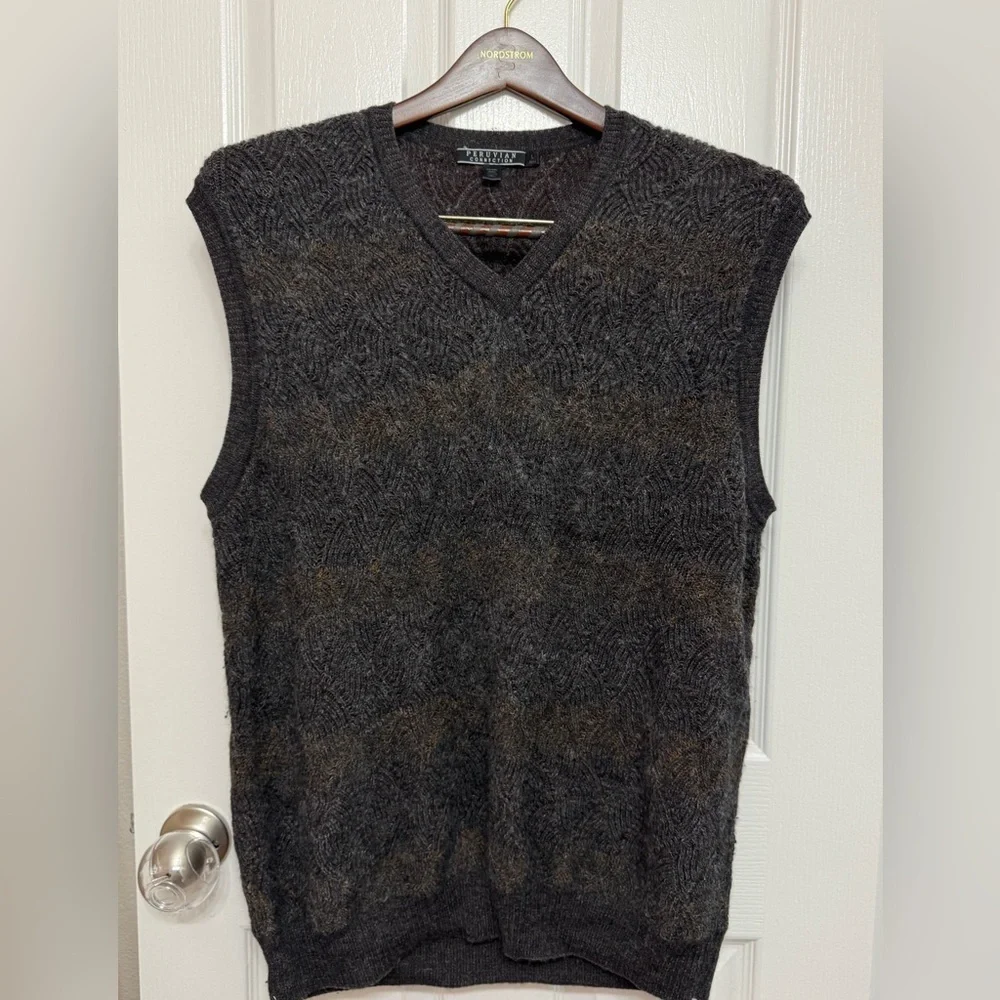 Peruvian Connection Alpaca Wool Sweater Vest V-Neck Size L Peru